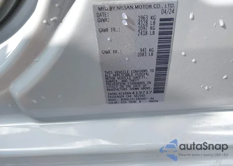 2024 Nissan Altima Sr Fwd from USA, damaged, VIN 1N4BL4CV6RN419717